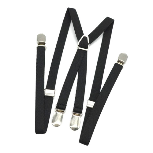 Men X Back Suspender Adjustable Strap Non-slip 4 Clips Trousers Pants