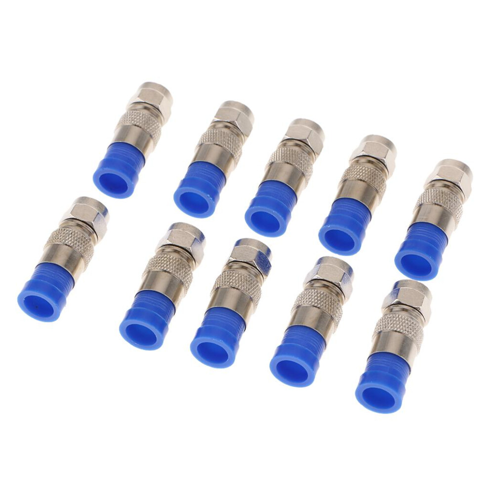 10 Pieces Rg6 Quad Shield Coaxial Cables F Connector Adapter Compressi Silver 6901423064874