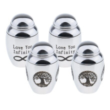 4 Pieces Stainless Steel Cremation Urn Memorial Jar Tree Of Life Love