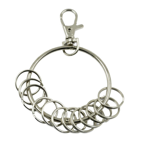 Large Round Alloy Key Chain Keyring Holder Silver