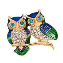 Novelty Owl Lover Brooch Pin Vintage Women's Rhinestone Enamel Alloy B