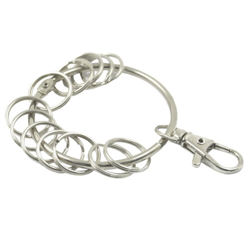 Large Round Alloy Key Chain Keyring Holder Silver 1