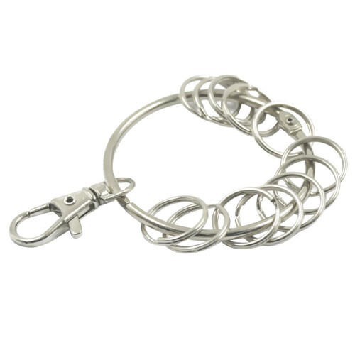 Large Round Alloy Key Chain Keyring Holder Silver 2