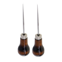 2Pcs Wood Handle Leather Craft Awl Sewing Punching Hole Pin Stitching