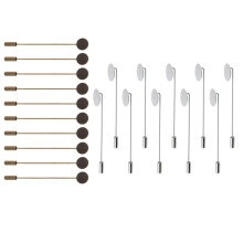 20Pcs Blank Tray Glue On Pad Lapel Stick Pin DIY Clutch Boutonniere Br