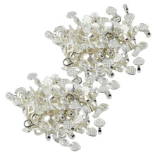 200 Pieces Silver White Heart Glue on Bails Setting For Necklaces Pend