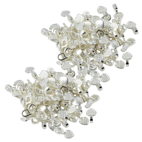 200 Pieces Silver White Heart Glue on Bails Setting For Necklaces Pend