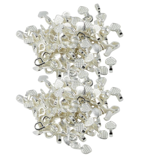 200 Pieces Silver White Heart Glue on Bails Setting For Necklaces Pend 1