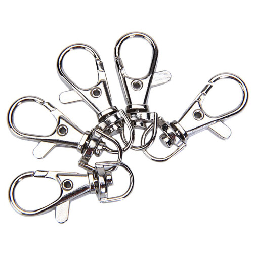 5 Pack 5/16 In Lobster Ring Swivel Trigger Snap Hooks Silver 1