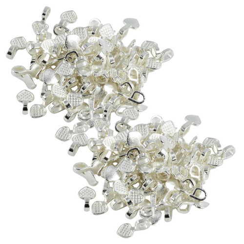 200 Pieces Silver White Heart Glue on Bails Setting For Necklaces Pend 2
