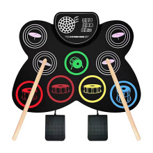 Silicone Electronic Drum Set with Drumsticks and Pedal Controller for