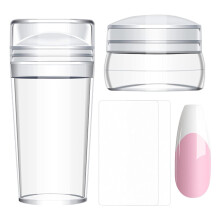 4 Pieces French Nail Stamper Clear Silicone Stamping Professional Deta