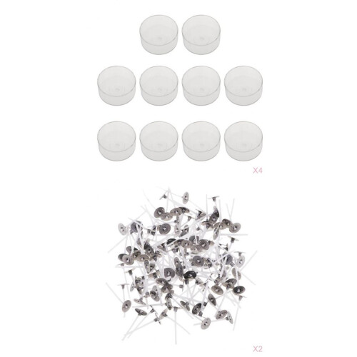 400pcs Pre-waxed Candle Wick and 40pcs Plastic Round Tealight Empty Ca 1