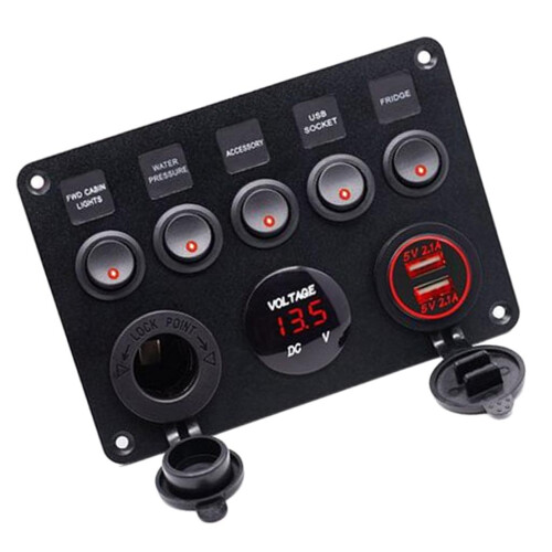 12V Circiut Panel Breaker Voltmeter Cigarette for Buses, Yachts, Marin 2