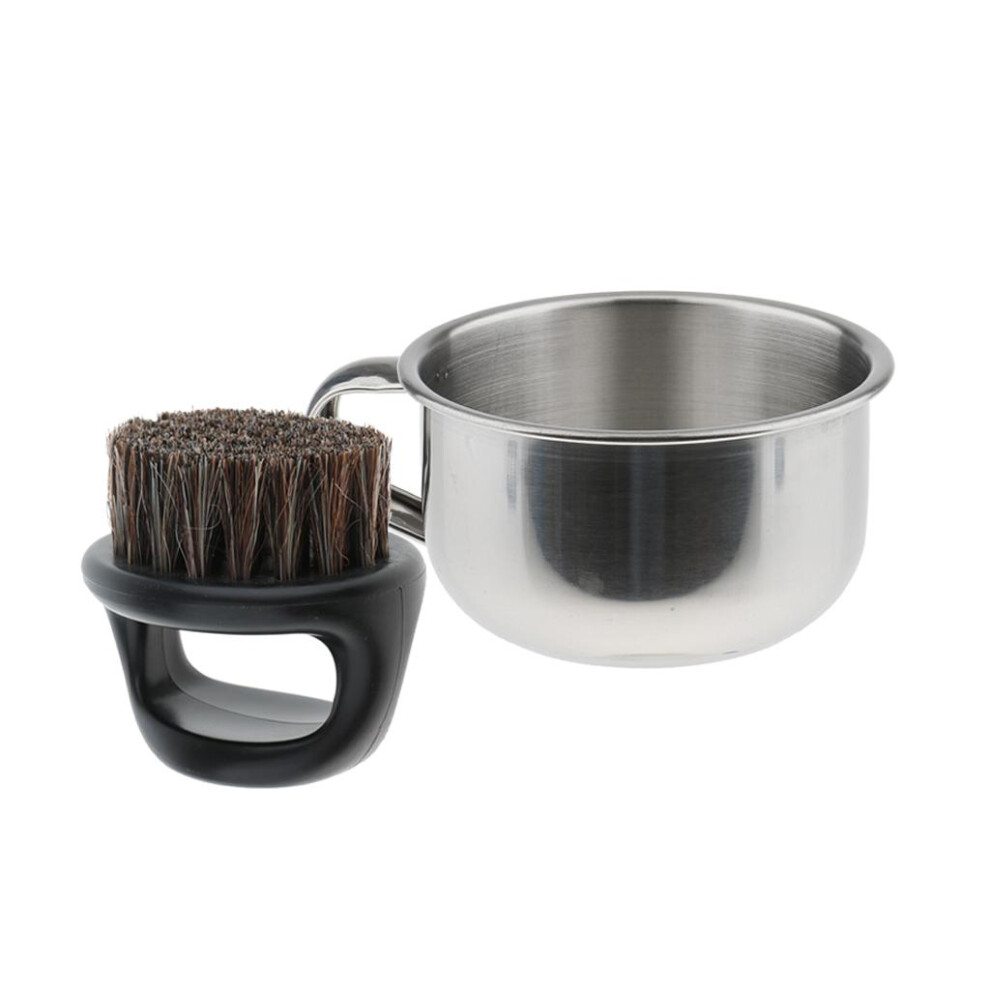 Salon Men Barber Beard Mustache Bristle Shaving Brush with Bowl Set Ki