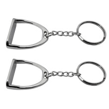 2pcs Zinc Alloy Western Stirrup Keychain Key Ring Equestrian Ornament