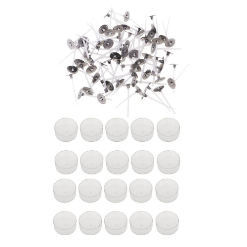 100pcs Pre-waxed Candle Wick and 20pcs Plastic Round Tealight Empty Ca 2