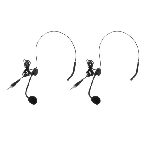 2pcs Microphone Headset 1/8" (3.5mm) for Speakers Bodypack Transmitter