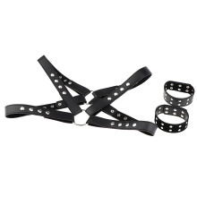 Sexy Men Leather Chest Strap Body Harness Bandage Clubwear With Arm Ba