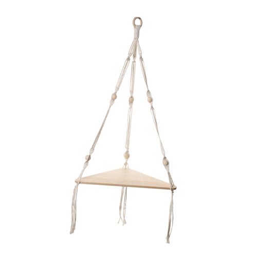 Macrame Hanging Shelf Rack Corner Shelf Floating Shelf White for Books