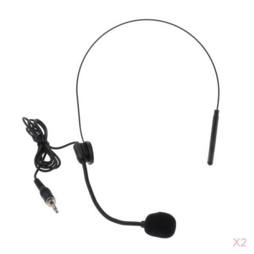 2pcs Microphone Headset 1/8" (3.5mm) for Speakers Bodypack Transmitter 2