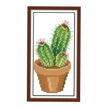 Cactus Print Pre-printed Stamped Cross Stitch Kit Needlework DIY Craft