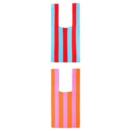 2x Stripe Pattern Lady Shoulder Bag Hand Bag Women 1