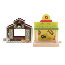 2pcs Wooden Railway Train Set Building Accessories for Kids Gift