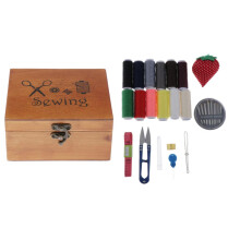 Retro Wooden Sewing Box Set Crafts Practical DIY Tools Supplies Grandm