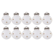 Baby Pacifier Clips Wood Metal Holders Cute Infant Soother Clasp White
