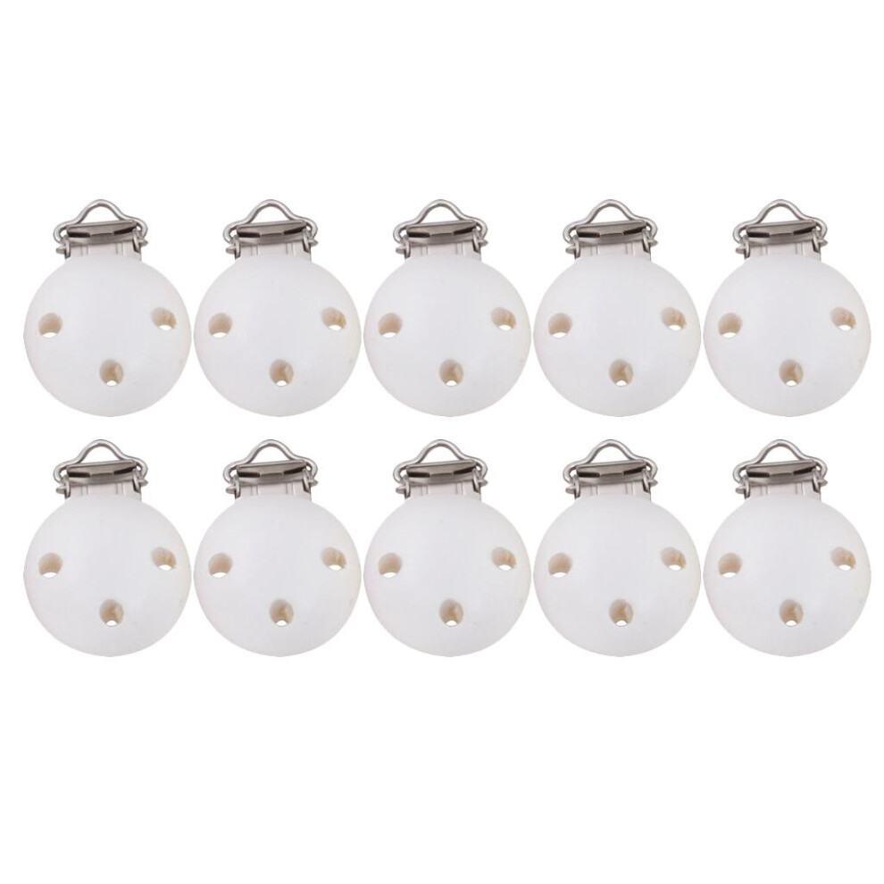 Baby Pacifier Clips Wood Metal Holders Cute Infant Soother Clasp White