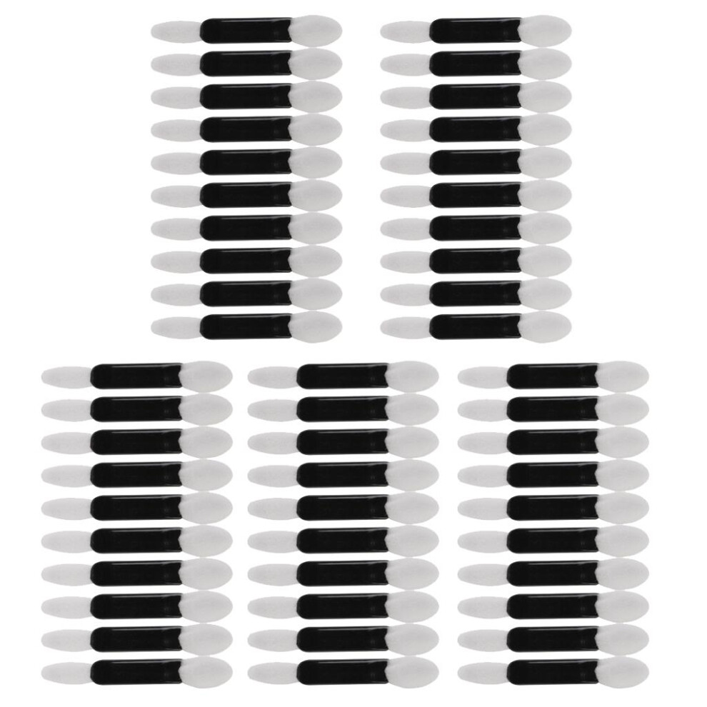 Black/White Disposable Double Ended Sponge Brush Eyeshadow Applicator Tool 50Pcs B