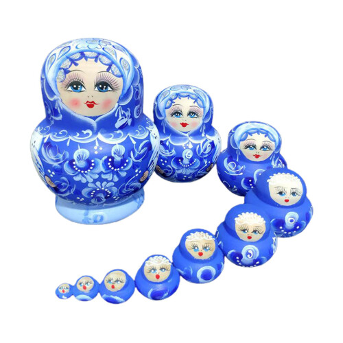 10x Russian Nesting Doll Beautiful Handmade for Tabletop Birthday Orna