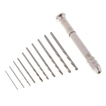 Set of 11 Pieces Precision Pin Vise Hand Drill with Twist Bits Model H