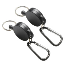 2 Pieces Retractable Key Chain Steel Reel Recoil Chain Key Ring Belt C