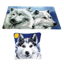 Latch Hook Kits with Basic Tools Handmade Carpet Pillowcase - Wolf Pat