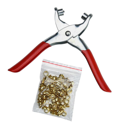 New Eyelet Fabric Plier Punch Tool Kit Leather Belt Hole Maker + 100 E 1