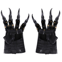 PU Halloween Dragon Claw Gloves Black Mittens Adjustable Costume Prank