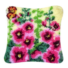 Purple Flowers Latch Hook Kit for DIY Pillow Cover Sofa Cushion Cover