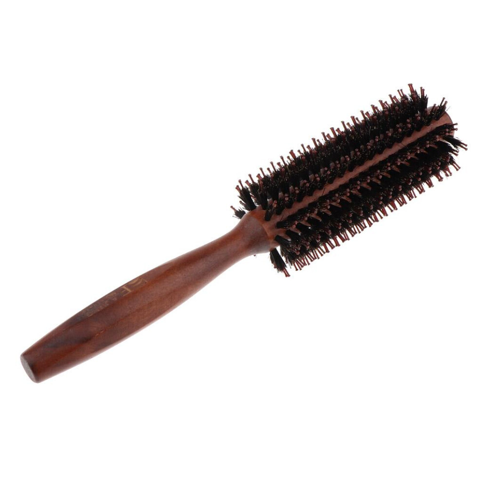 Bristles Wood Round Styling Hairbrush Roll Comb for Curling Straight H