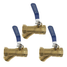 3Pcs 1" Brass Ball Valve Shut Off Female Thread with Filter Strainer D