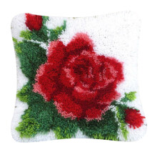 Red Flower Latch Hook Kit for DIY Pillow Cover Sofa Cushion Cover 40x4