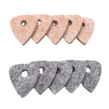 10Pcs Wool Blend Ukulele Picks with Hole Ukulele Part Cream Color & Gr