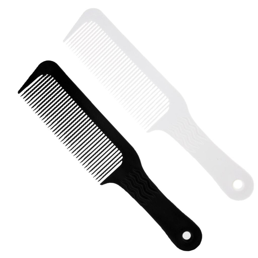 Unisex 2Pcs Flat Top Clipper Comb Finely Waved Teeth Barber Hair Cut Styling