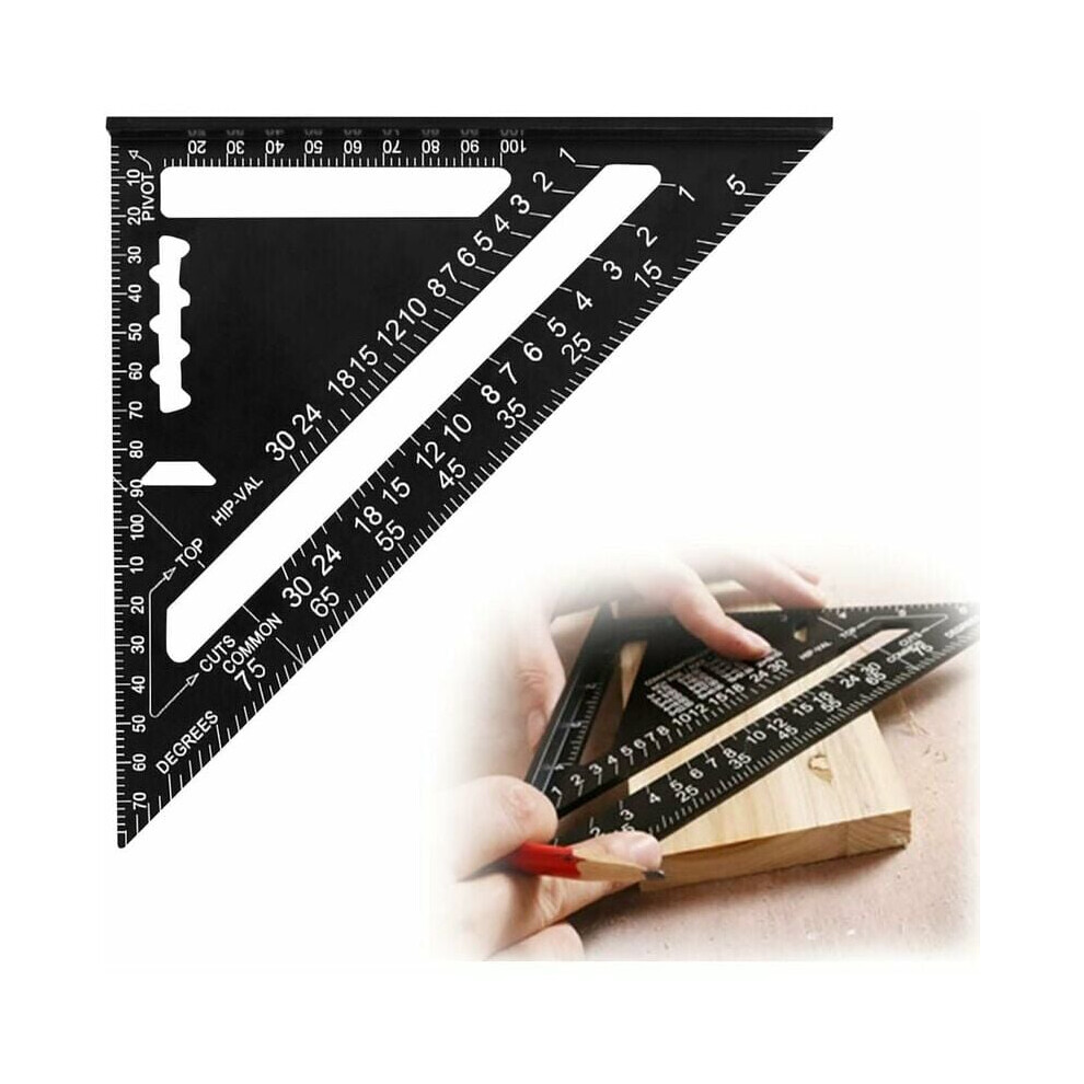 Architectural Ally, Metric Imperial Measurements, Triangle Ruler Protractor, Saw Guide For Building And Remodeling Projects 9405630372083