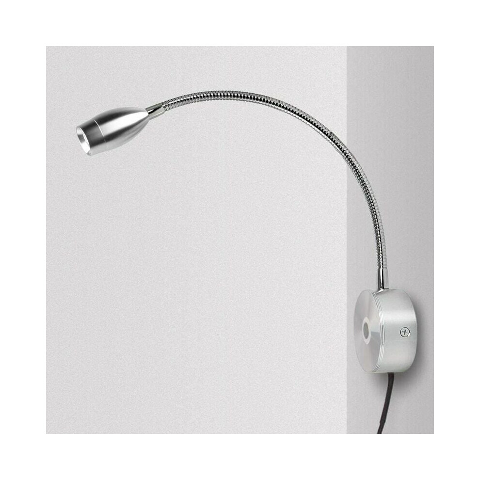 Dimmable Wall Mount Lamp With Flexible Gooseneck, Stepless Dimming For Books In Bed, Focused Illumination Reading With Plug Wired Convenience Light