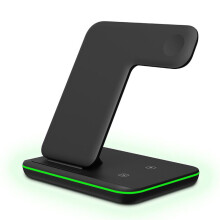 Trådløs oplader, 3-i-1 hurtigopladningsstation til Apple-enheder, bred kompatibilitet, skridsikkert design, foldbar, ideel til rejser, hvid