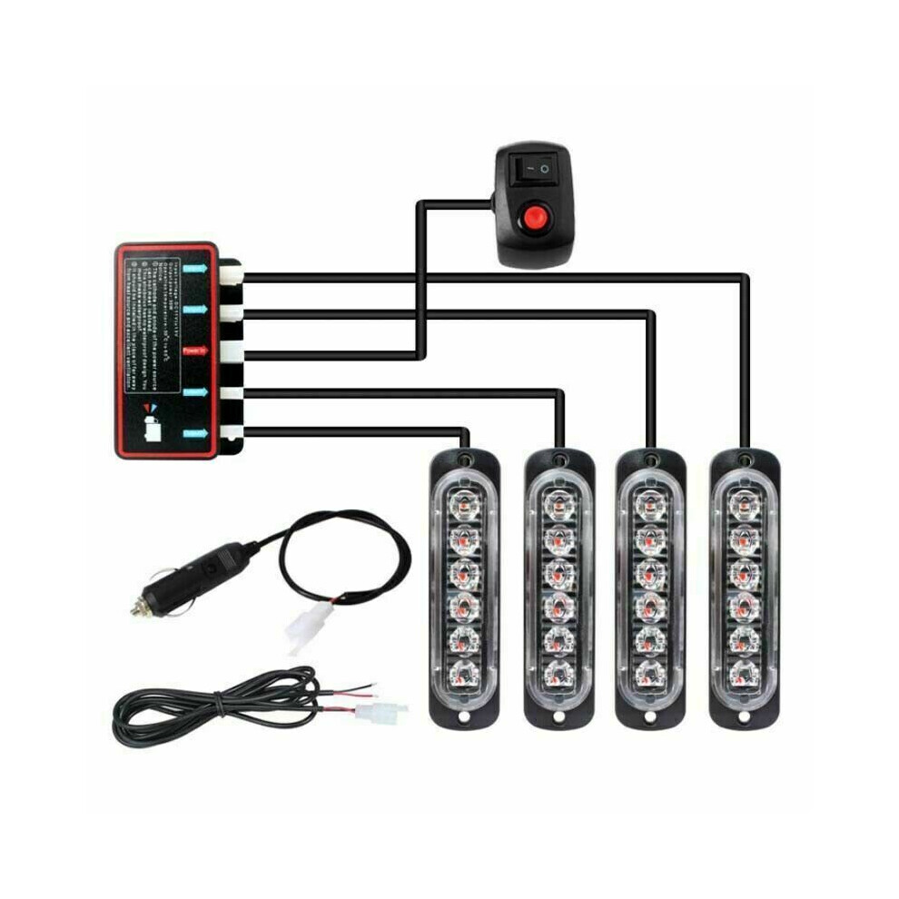 Led Emergency Strobe Lights, Super Bright Warning Lights With Sync Feature Easy Installation For Universal Fit Vehicles Amber 9433291965436