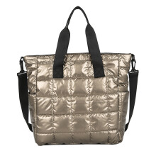 Τσάντα Tote Puffy με σχέδιο πλέγματος κεντήματος, καπιτονέ τσάντα Tote Ελαφριά
