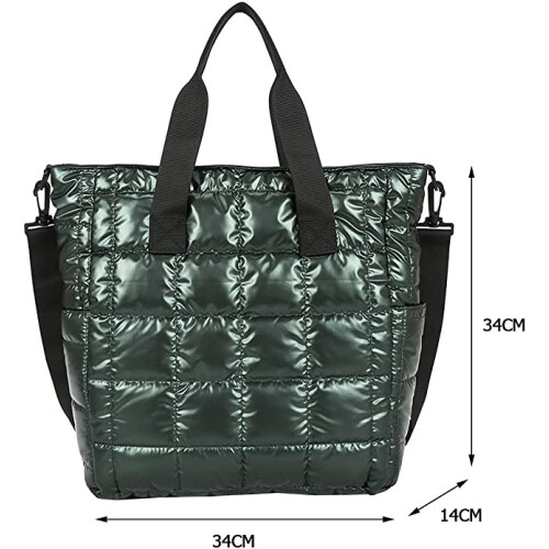 Τσάντα Puffer Tote για γυναίκες, καπιτονέ σχέδιο, μεγάλης χωρητικότητας, με επένδυση, 1